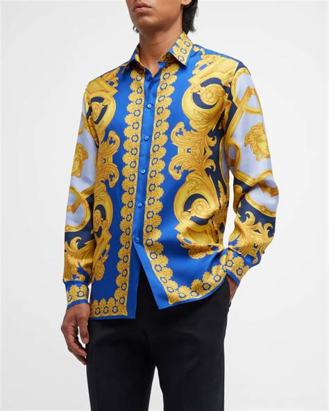 silk shirt mens versace style|versace silk shirt price.